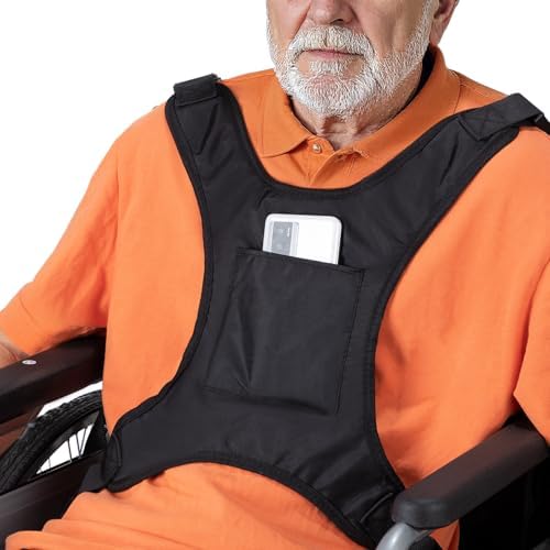 Cinturón de Seguridad Universal para Sillas de Ruedas, Arnés para Adultos con Soporte Torácico, Correa Ajustable y Bolsillo para Personas Mayores y - imagen 6