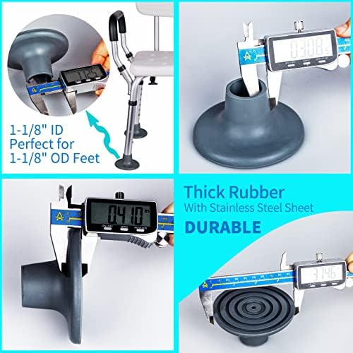 4 PZS Tapas de Repuesto para Patas de Silla de Comoda, 1-1/8 I.D. Almohadillas de Goma, Ajuste Universal para Silla de Ducha y Banco de Baño - imagen 2
