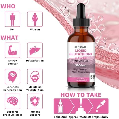 Glutatión Liposomal 2000mg con Vitamina C, Suplemento Antioxidante Líquido para Detox, Absorción Superior, Mayor Dosis (Paquete de 1) - imagen 6