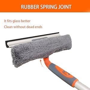 Limpiador de Ventanas Profesional, Squeegee 2 en 1 para Ducha con Poste Extensible de 62'', Herramienta Telescópica para Limpieza de Ventanas con - imagen 2