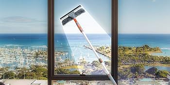 Limpiador de Ventanas Profesional, Squeegee 2 en 1 para Ducha con Poste Extensible de 62'', Herramienta Telescópica para Limpieza de Ventanas con - imagen 5