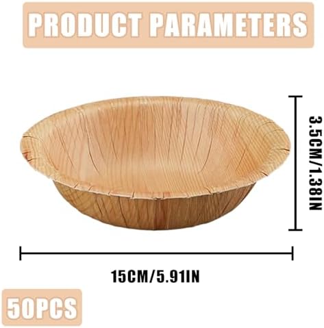 Tazones de Papel de Grano de Madera DTFMZOV, 50 Pcs, 8 oz, 5.9 Pulgadas, Desechables Rústicos para Baby Shower, Camping y Fiestas de Cumpleaños - imagen 2