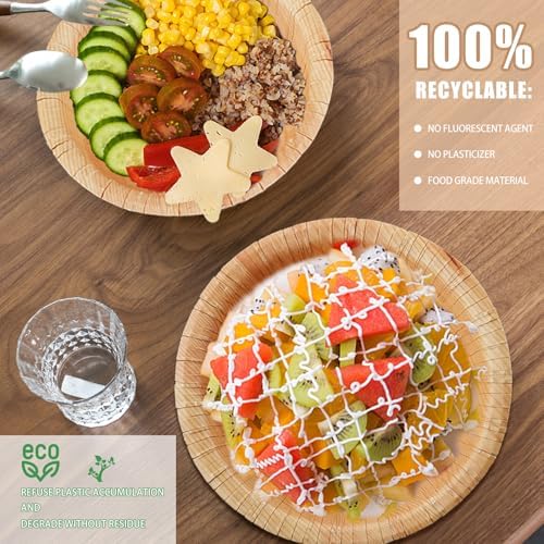 Tazones de Papel de Grano de Madera DTFMZOV, 50 Pcs, 8 oz, 5.9 Pulgadas, Desechables Rústicos para Baby Shower, Camping y Fiestas de Cumpleaños - imagen 4