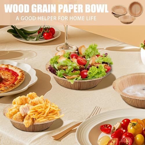 Tazones de Papel de Grano de Madera DTFMZOV, 50 Pcs, 8 oz, 5.9 Pulgadas, Desechables Rústicos para Baby Shower, Camping y Fiestas de Cumpleaños - imagen 6