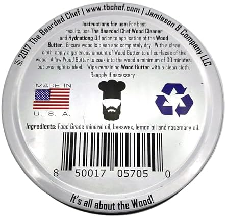 Cera para Tabla de Cortar de Madera 8oz - Acondicionador Seguro para Utensilios de Madera - Aceite Mineral y Cera de Abejas - Restaura y Protege - imagen 3