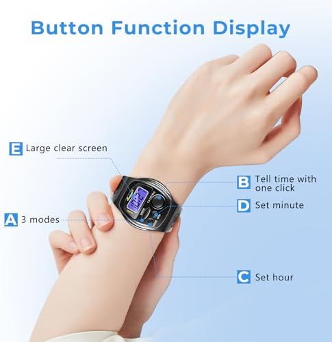 Reloj Hablante Atómico Awaiymi 2PCS en Negro para Personas Ciegas, Fácil de Usar para Adultos Mayores, Regalo Ideal, Modelo TG2108SILVER - imagen 2