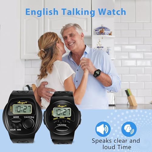 Reloj Hablante Atómico Awaiymi 2PCS en Negro para Personas Ciegas, Fácil de Usar para Adultos Mayores, Regalo Ideal, Modelo TG2108SILVER - imagen 6