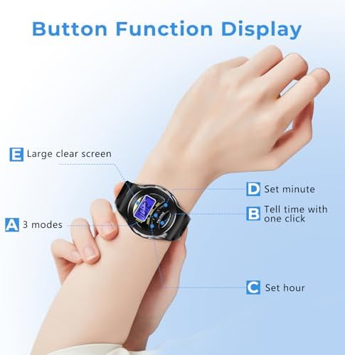 Reloj Hablante Atómico Awaiymi 2PCS en Negro para Personas Ciegas, Fácil de Usar para Adultos Mayores, Regalo Ideal, Modelo TG2108SILVER - imagen 7