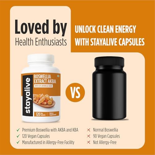Cápsulas de Extracto de Boswellia Serrata STAY ALIVE 1000mg con AKBA y 65% Ácido Boswélico, 120 Contenidos, Suplemento No GMO y Sin Gluten - imagen 4