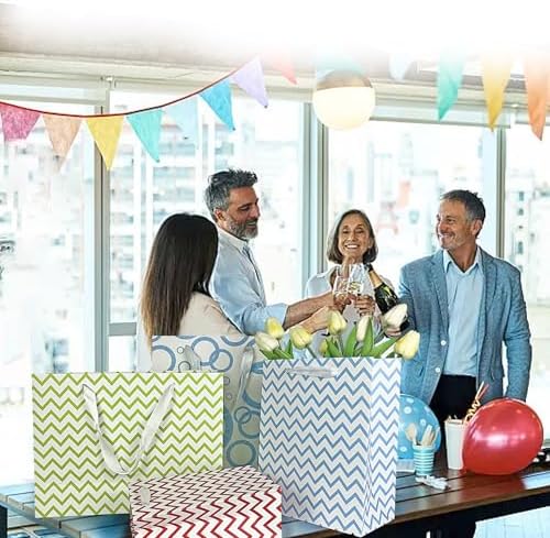 MUMULULU 28 Piezas de Bolsas de Regalo en 4 Tamaños y 14 Papeles de Seda en 7 Colores, Perfectas para Cumpleaños, Bodas y Fiestas - imagen 3