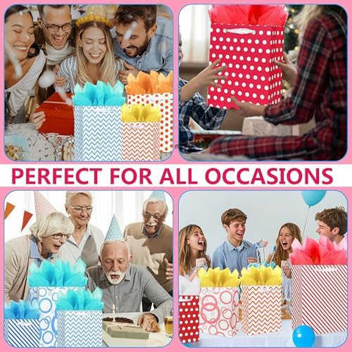 MUMULULU 28 Piezas de Bolsas de Regalo en 4 Tamaños y 14 Papeles de Seda en 7 Colores, Perfectas para Cumpleaños, Bodas y Fiestas - imagen 6
