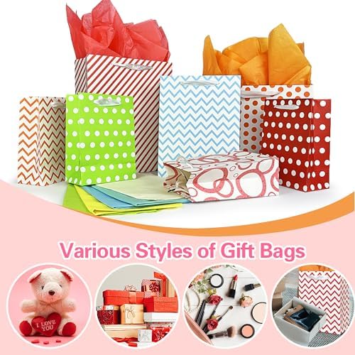 MUMULULU 28 Piezas de Bolsas de Regalo en 4 Tamaños y 14 Papeles de Seda en 7 Colores, Perfectas para Cumpleaños, Bodas y Fiestas - imagen 7