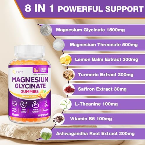 Suplemento de Gominolas de Glicinato de Magnesio para Adultos, con L-Treonato, Ashwagandha y Vitamina B6 - Sueño, Relajación, Energía, Vegano, Sin - imagen 6