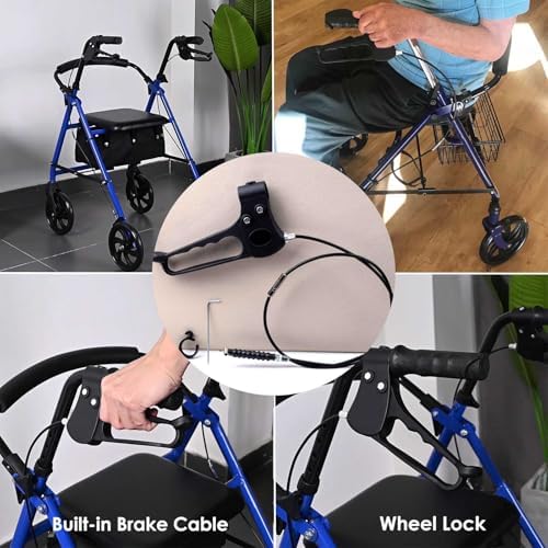 Repuesto de Manija de Freno Royitay para Andador Rollator, Conjunto de Freno Manual con Cable de 41 para Andador de 4 Ruedas Drive Medical - imagen 3