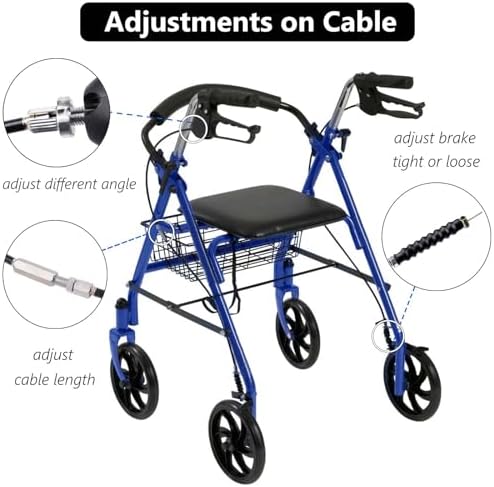 Repuesto de Manija de Freno Royitay para Andador Rollator, Conjunto de Freno Manual con Cable de 41 para Andador de 4 Ruedas Drive Medical - imagen 4