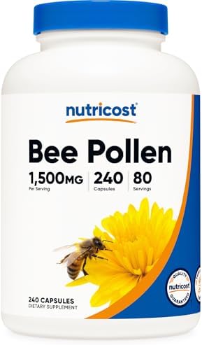 Nutricost Polen de Abeja (240 Cápsulas, 80 Porciones) (1,500MG Por Porción) - No OGM, Cumple con GMP - imagen 1