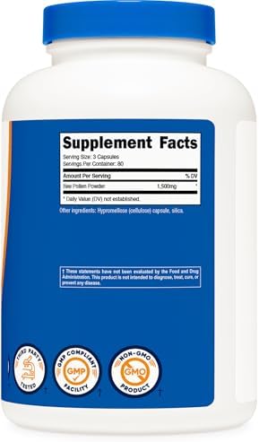 Nutricost Polen de Abeja (240 Cápsulas, 80 Porciones) (1,500MG Por Porción) - No OGM, Cumple con GMP - imagen 5