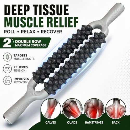 Rodillo de Masaje Muscular, Stick de Doble Fila para Terapia de Tejido Profundo, Rodillo Portátil para Piernas, Pantorrillas y Espalda, Ideal para - imagen 2