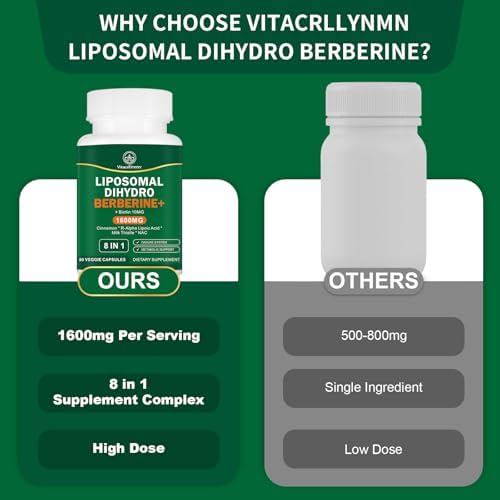 Suplemento de Dihidroberberina VITACRLLYNMN 1600MG con Canela - Super Berberina 8 en 1, 60 Cápsulas - imagen 4