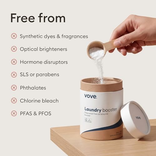 Vove Bio Aditivo Enzimático para Lavado - 80 Cargas 6x Polvo Quitamanchas de Oxígeno - Sin Fragancia para Piel Sensible - Limpieza Eficaz para - imagen 7