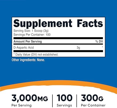 Nutricost Ácido D-Aspártico (DAA) en Polvo 300g - Ácido D Aspártico Puro - imagen 2