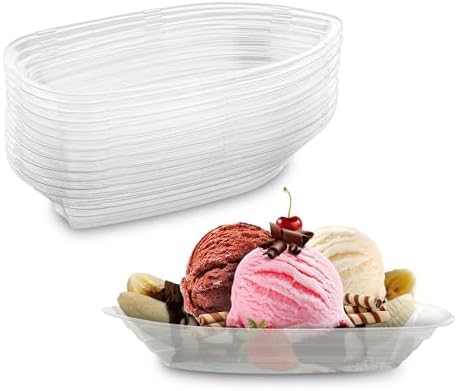 Barcas Desechables de Plástico Transparente MT Products para Banana Split de 12 oz - Tazones para Sundae de Helado (Paquete de 15) - Hecho en EE. UU. - imagen 1
