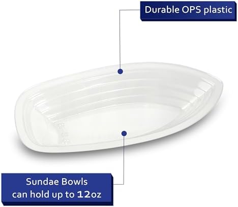Barcas Desechables de Plástico Transparente MT Products para Banana Split de 12 oz - Tazones para Sundae de Helado (Paquete de 15) - Hecho en EE. UU. - imagen 3