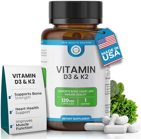 Suplemento de Vitamina D3 K2 TrueMed 5000 UI (MK-7 90 mcg) – 120 Cápsulas Veganas – Apoyo para Huesos, Corazón e Inmunidad - Sin OGM, Sin Gluten - - imagen 1
