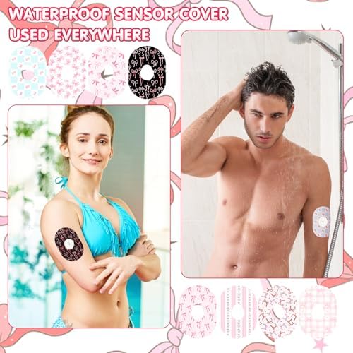 Paquete de 40 Cubiertas Transpirables para Sensor Compatibles con Dexcom G7, Parches Adhesivos Coquette Rosa con Moño, Impermeables y Flexibles, - imagen 5