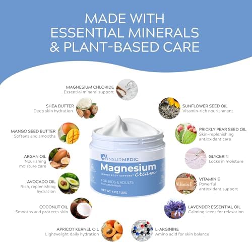 Crema de Magnesio InsurMedic para Neuropatía - Apoyo Tópico para Calambres Musculares y Dolor Corporal - Loción Relajante con Lavanda y Manteca de - imagen 5