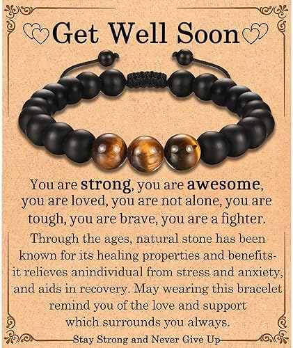 Regalos de Recuperación EFVISD para Hombres Después de Cirugía - Pulsera de Piedra Natural Inspiracional para Sentirse Mejor - imagen 1