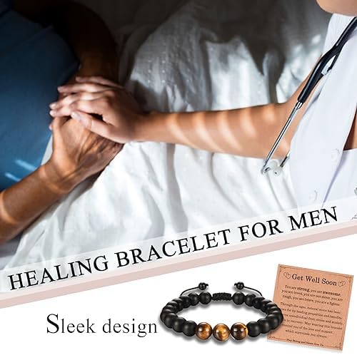 Regalos de Recuperación EFVISD para Hombres Después de Cirugía - Pulsera de Piedra Natural Inspiracional para Sentirse Mejor - imagen 5