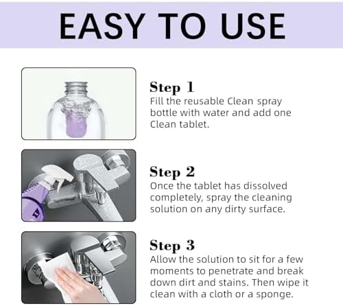 Limpiador en Spray para Hornos, Limpiador Multiusos con Tabletas Concentradas, Ideal para Cocina y Baño (1 Botella + 12 Piezas) - imagen 6