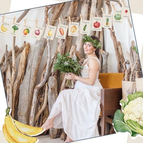 Eaasty 77 Pzs Decoraciones para Baby Shower con Tarjetas de Hitos del Embarazo, Frutas y Verduras, Accesorios para Fotos de Anuncio de Embarazo - imagen 4