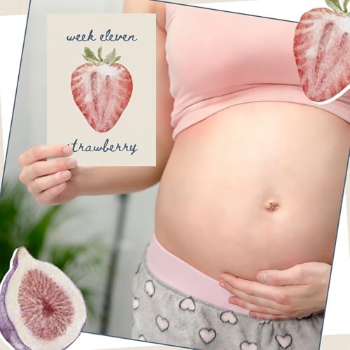 Eaasty 77 Pzs Decoraciones para Baby Shower con Tarjetas de Hitos del Embarazo, Frutas y Verduras, Accesorios para Fotos de Anuncio de Embarazo - imagen 5
