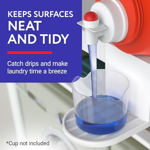 Soporte para Detergente de Lavandería IMPRESA y Captador de Goteo - Paquete de 2, Plástico Blanco - Se Desliza Bajo la Tina para Prevención de - imagen 2
