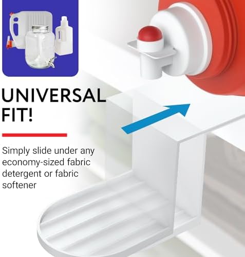 Soporte para Detergente de Lavandería IMPRESA y Captador de Goteo - Paquete de 2, Plástico Blanco - Se Desliza Bajo la Tina para Prevención de - imagen 4