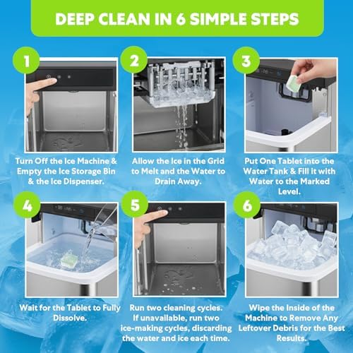 Tabletas Limpiadoras para Máquinas de Hielo Blue Fresh - 28 Piezas, Seguras para Níquel, Eliminación de Escala para Fabricadores de Hielo Portátiles - imagen 7