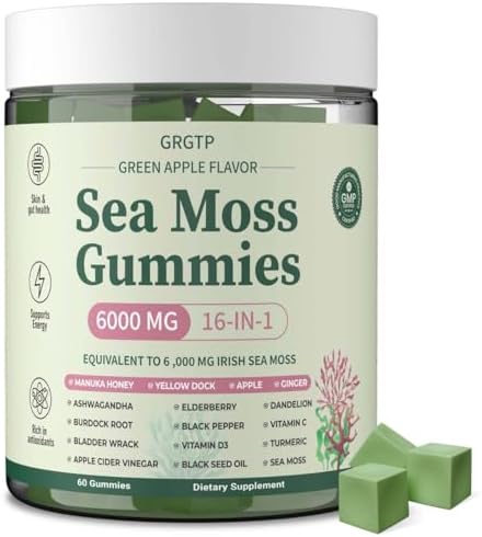 Gomitas de Musgo Marino 16 en 1 - Ashwagandha, Aceite de Semilla Negra, Algas Marinas, Cúrcuma, Vitamina C y D3, con Raíz de Manuka, Bardana, Diente - imagen 1