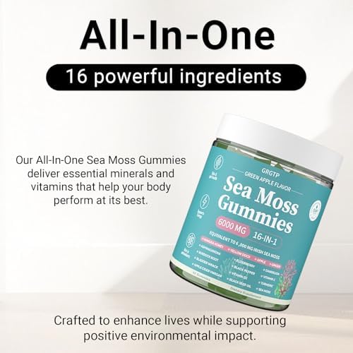 Gomitas de Musgo Marino 16 en 1 - Ashwagandha, Aceite de Semilla Negra, Algas Marinas, Cúrcuma, Vitamina C y D3, con Raíz de Manuka, Bardana, Diente - imagen 5