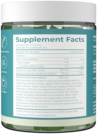 Gomitas de Musgo Marino 16 en 1 - Ashwagandha, Aceite de Semilla Negra, Algas Marinas, Cúrcuma, Vitamina C y D3, con Raíz de Manuka, Bardana, Diente - imagen 8