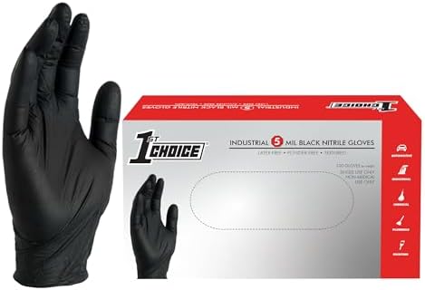 Guantes Desechables de Nitrilo 1st Choice, Sin Látex, Negros, 5 Mil, para Cocina, Limpieza, Auto, Preparación de Alimentos, Grande, Caja de 100 - imagen 1