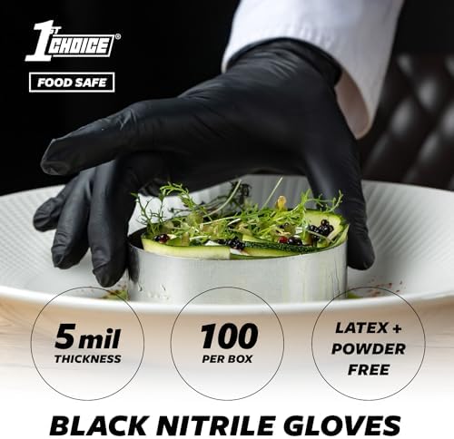Guantes Desechables de Nitrilo 1st Choice, Sin Látex, Negros, 5 Mil, para Cocina, Limpieza, Auto, Preparación de Alimentos, Grande, Caja de 100 - imagen 2
