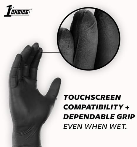 Guantes Desechables de Nitrilo 1st Choice, Sin Látex, Negros, 5 Mil, para Cocina, Limpieza, Auto, Preparación de Alimentos, Grande, Caja de 100 - imagen 5