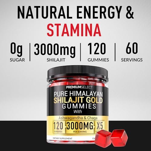 Gomitas Shilajit para Hombres 3000mg – 120 Gomitas Doradas Sin Azúcar con Ácido Fúlvico – Energía Natural, Vitalidad y Soporte de Resistencia - imagen 2