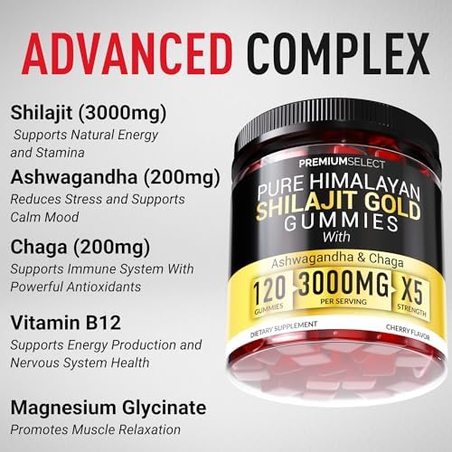 Gomitas Shilajit para Hombres 3000mg – 120 Gomitas Doradas Sin Azúcar con Ácido Fúlvico – Energía Natural, Vitalidad y Soporte de Resistencia - imagen 3