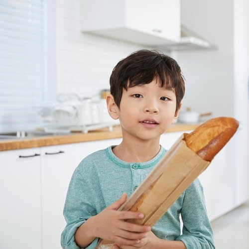 Paquete de 50 Bolsas para Baguette de Papel Kraft Reutilizables con Etiquetas, Bolsas Largas para Pan de Masa Madre con Ventana Transparente - imagen 7