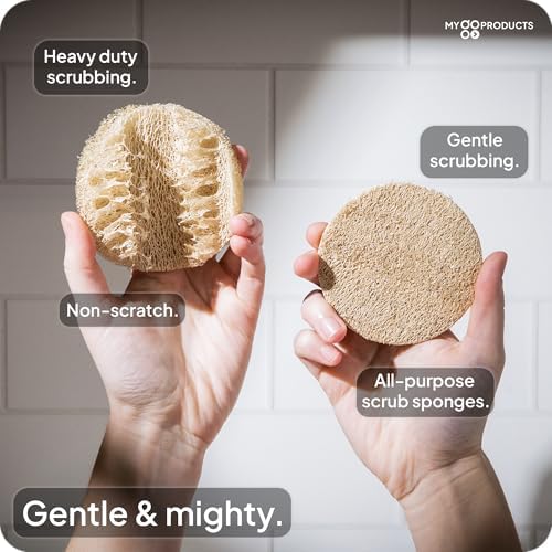 Esponjas de LufaGO (Paquete de 10) - 100% Biodegradables, Compostables y Sin Plástico, Estropajos No Rascantes para Cocina, Platos y Baño (Cero - imagen 4