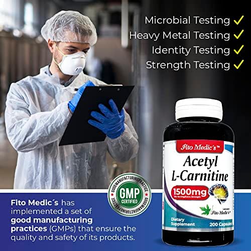 Suplemento L-Carnitina FITO MEDIC'S Lab, Fórmula de Acetil L-Carnitina, 200 Cápsulas - imagen 4