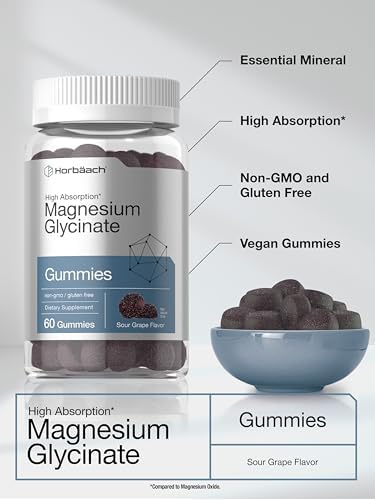Gomitas de Magnesio Glycinate Horbäach | 60 piezas | Sabor Uva Ácida | Alta Absorción | Veganas, Sin OGM, Sin Gluten - imagen 4